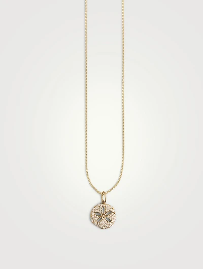 14K Gold Sand Dollar Pendant Necklace With Diamonds