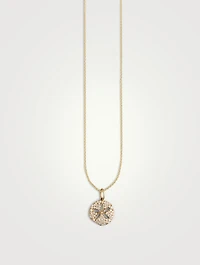 14K Gold Sand Dollar Pendant Necklace With Diamonds