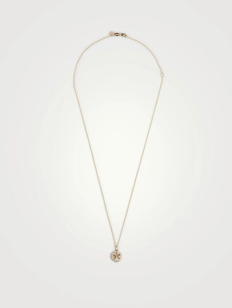 14K Gold Sand Dollar Pendant Necklace With Diamonds