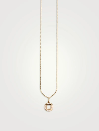 14K Gold Lucky Coin Pendant Necklace With Diamonds