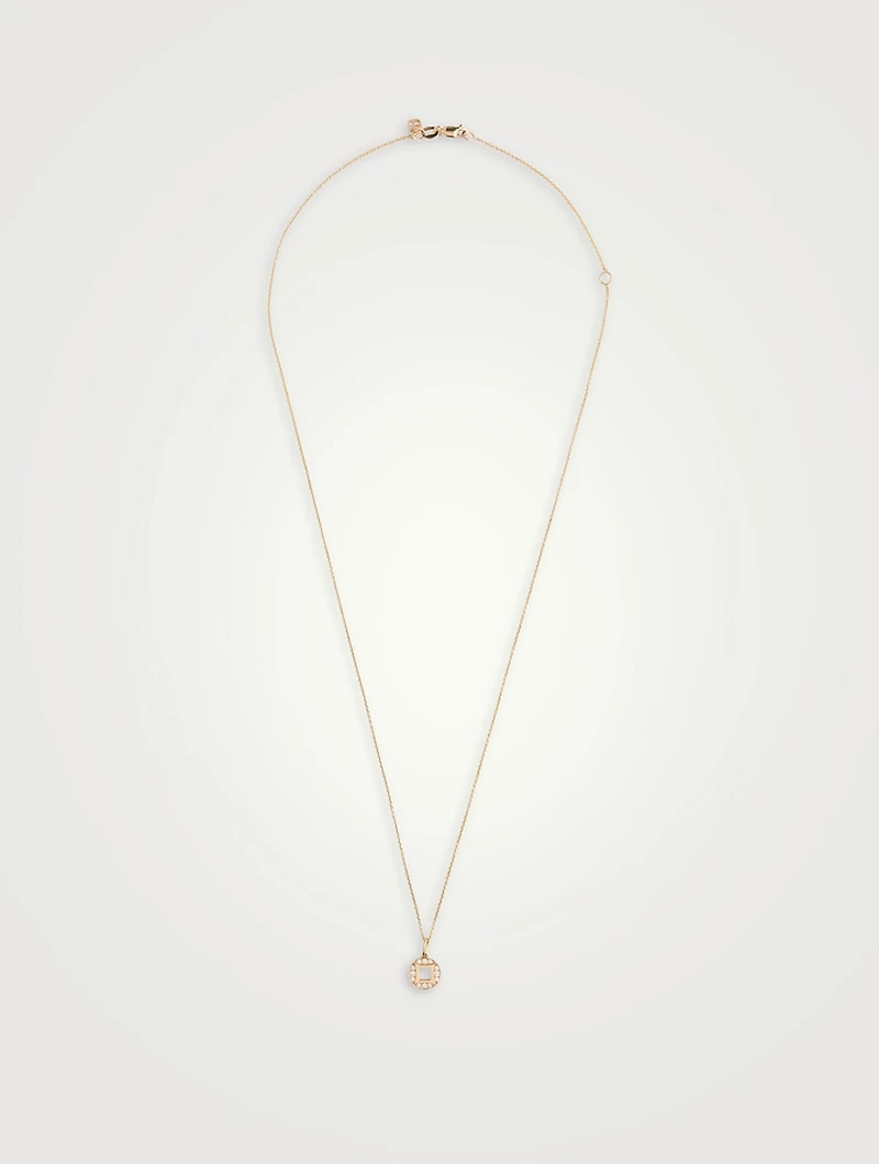 14K Gold Lucky Coin Pendant Necklace With Diamonds