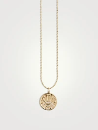Small 14K Gold Luck Coin Pendant Necklace With Pavé Diamonds
