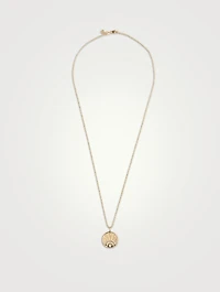 Small 14K Gold Luck Coin Pendant Necklace With Pavé Diamonds