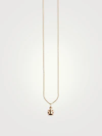 Tiny 14K Gold Ladybug Charm Necklace With Ruby And Diamonds
