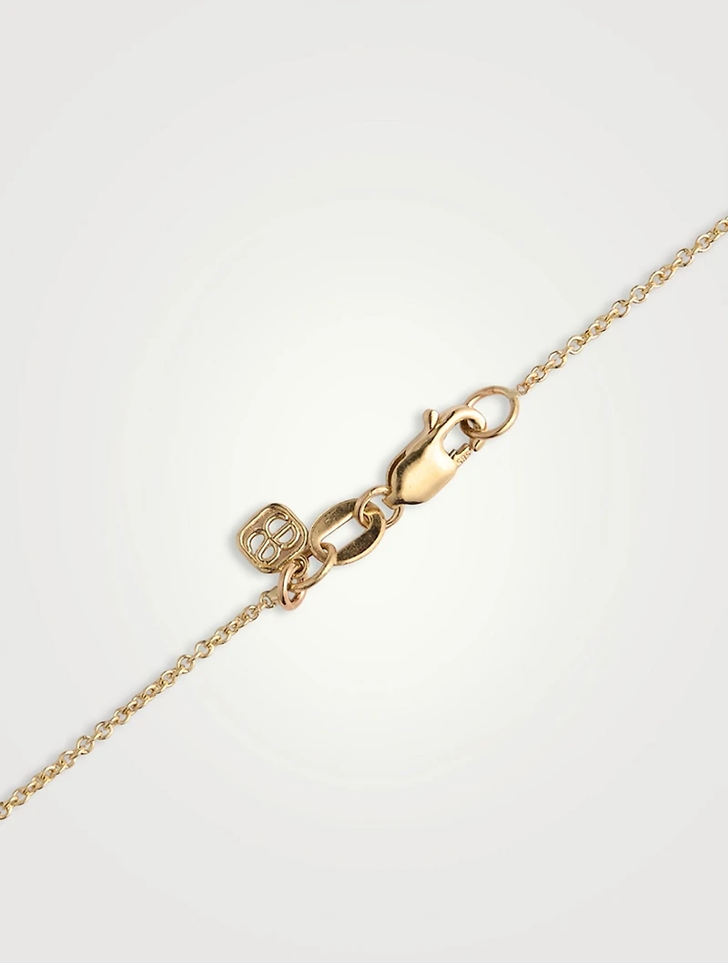 Tiny 14K Gold Ladybug Charm Necklace With Ruby And Diamonds