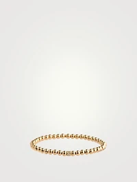 14K Gold Beaded Bracelet With 14K Gold Scallop Edge Pavé Diamond Rondelle