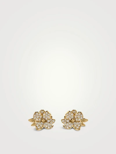 Magnolia 14K Gold Stud Earrings With Diamonds