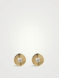 Small 14K Gold Single Stone Fluted Stud Earrings