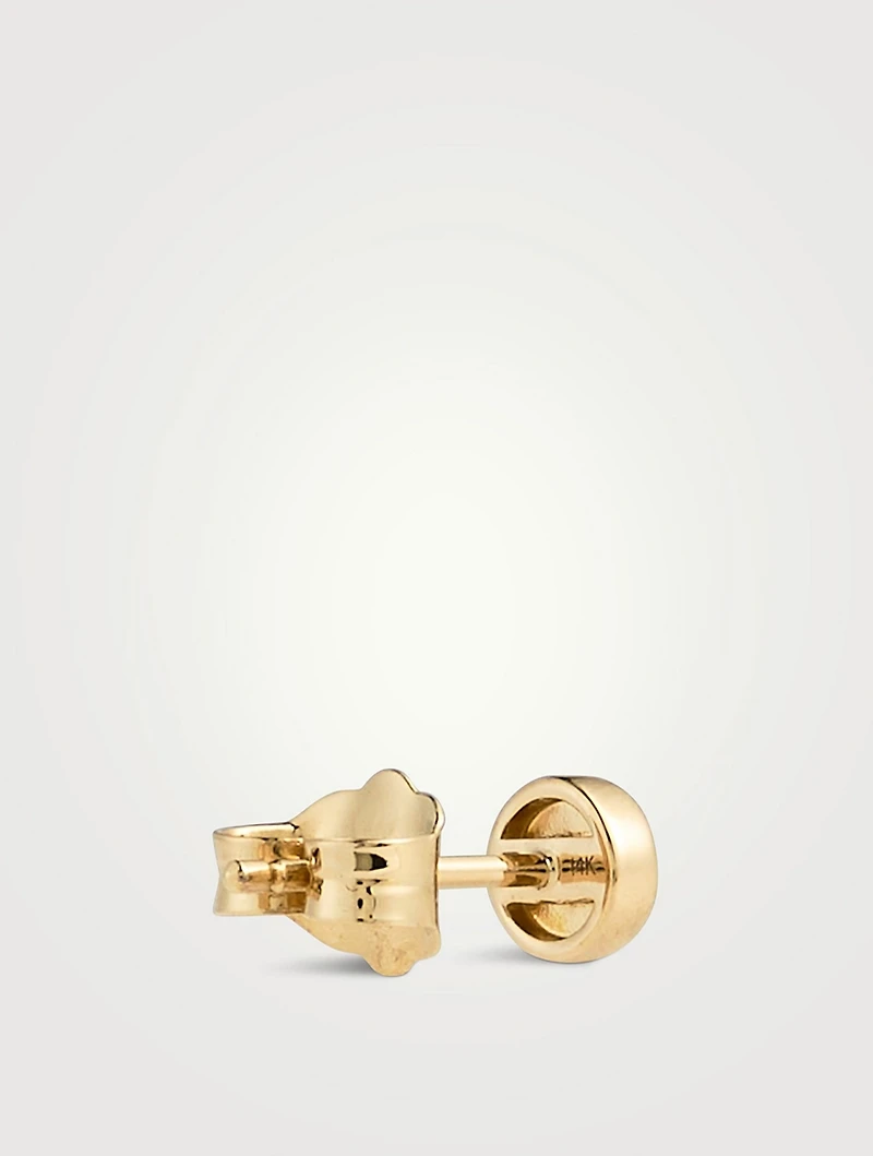 Small 14K Gold Single Stone Fluted Stud Earrings