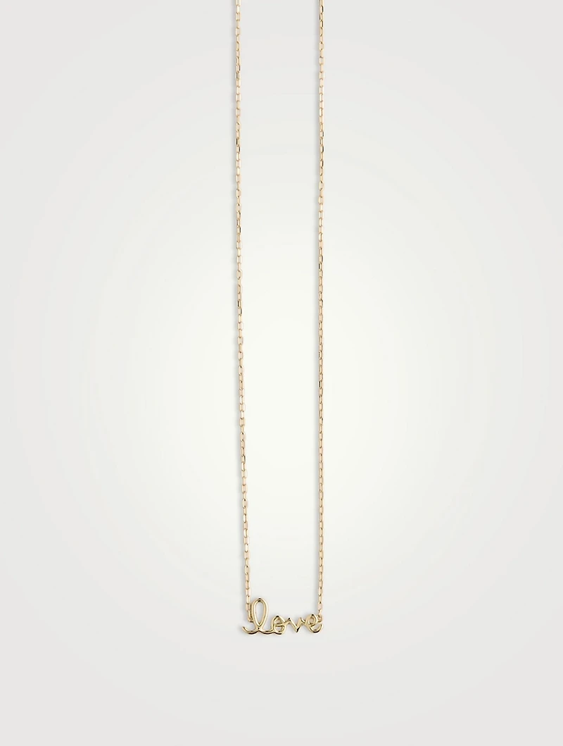 Tiny 14K Gold Pure Love Script Necklace
