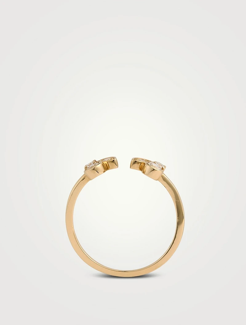 14K Gold Marquise Eye Bezel Diamond Ring