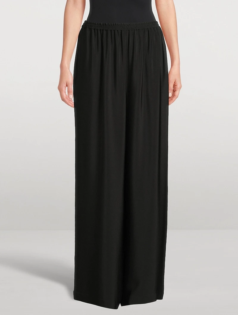 Wide-Leg Silk Trousers