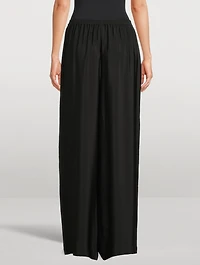 Wide-Leg Silk Trousers