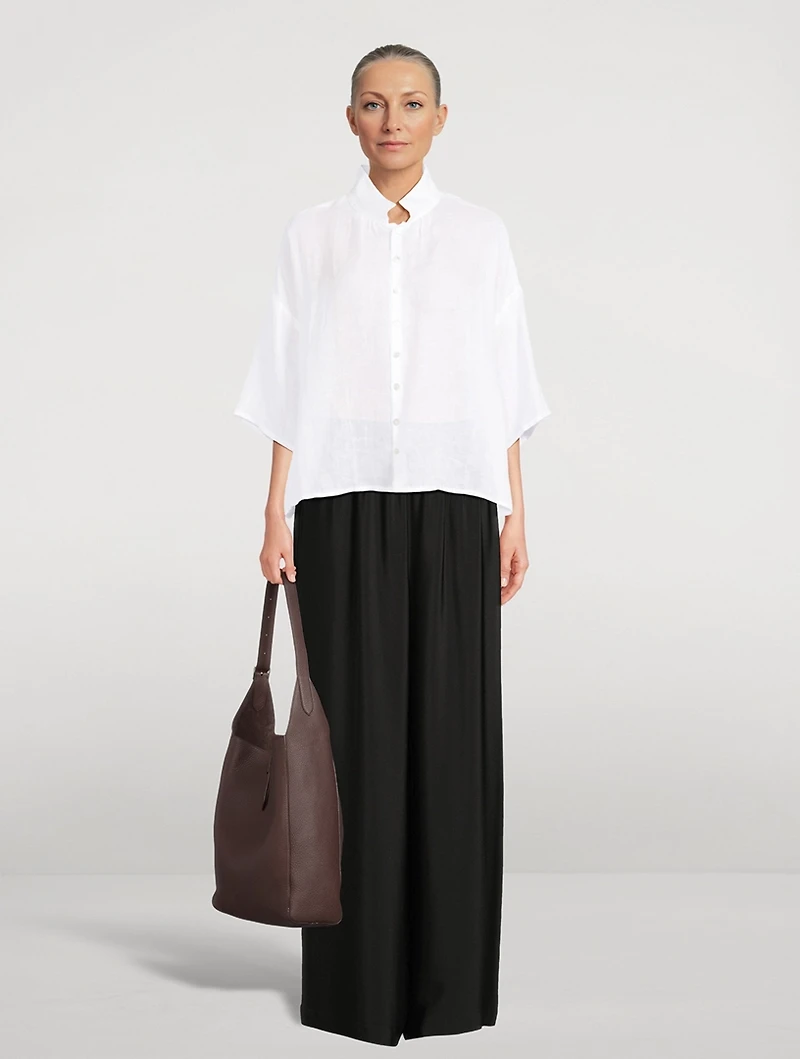 Wide-Leg Silk Trousers