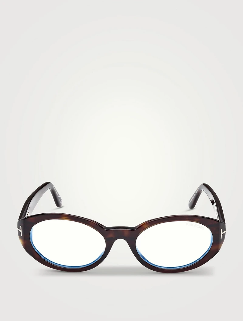 Oval Optical Glasses With Blue Block Lenses