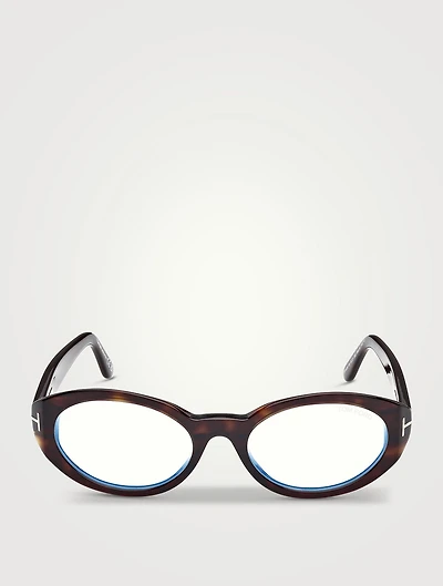 Oval Optical Glasses With Blue Block Lenses