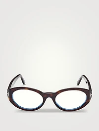 Oval Optical Glasses With Blue Block Lenses