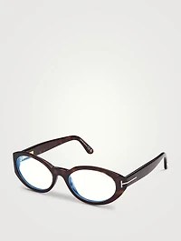 Oval Optical Glasses With Blue Block Lenses