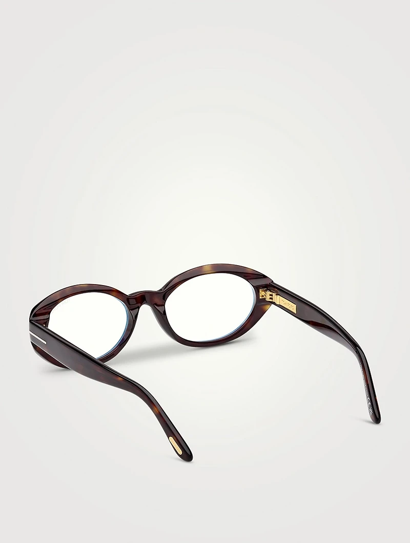 Oval Optical Glasses With Blue Block Lenses