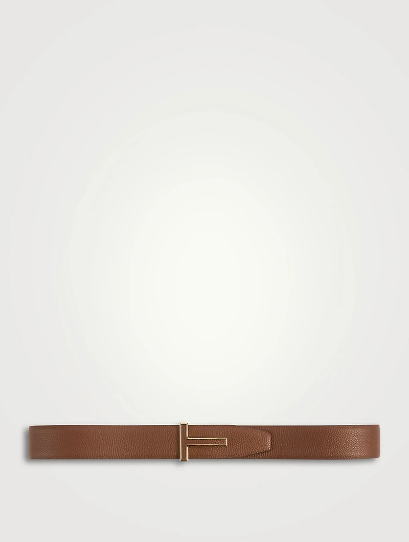 Buckle T Grained Leather Belt