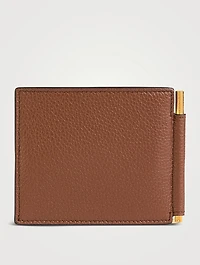Grained Leather Money Clip Wallet