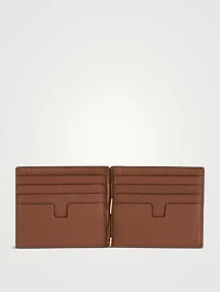 Grained Leather Money Clip Wallet