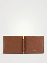 Grained Leather Money Clip Wallet