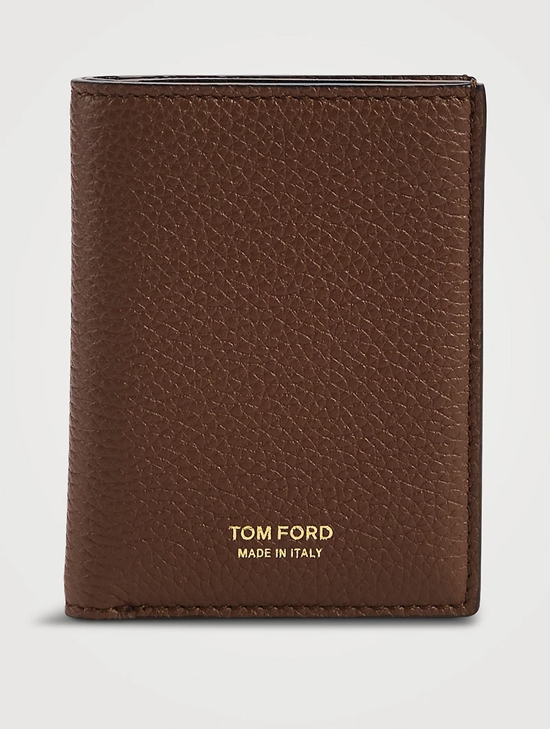 Grain Leather Folding Cardholder