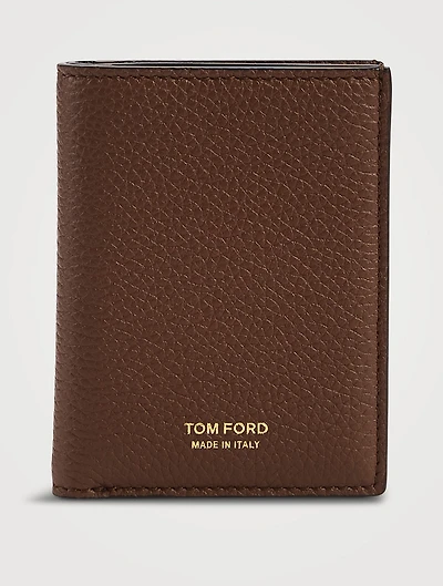 Grain Leather Folding Cardholder