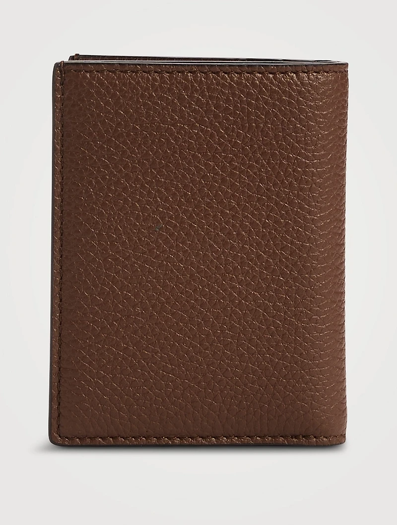 Grain Leather Folding Cardholder