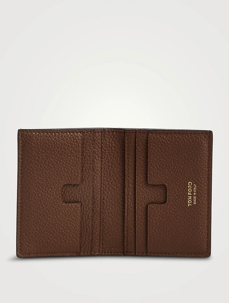 Grain Leather Folding Cardholder
