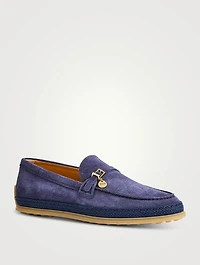 Suede And Raffia Loafers
