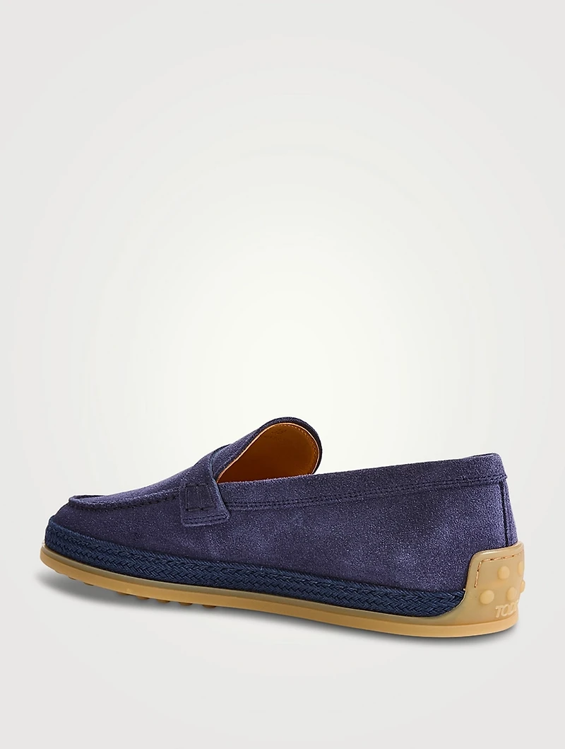 Suede And Raffia Loafers