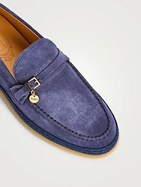 Suede And Raffia Loafers