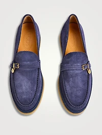 Suede And Raffia Loafers