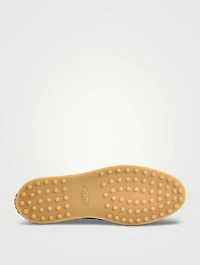 Suede And Raffia Loafers