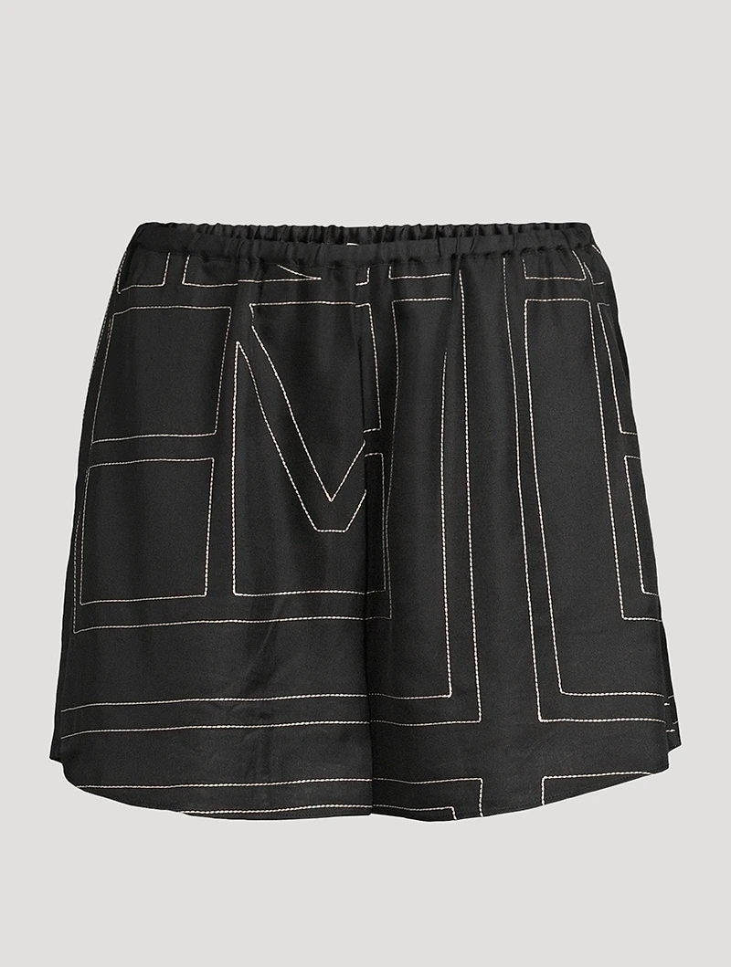 Silk Pajama Shorts Monogram Print