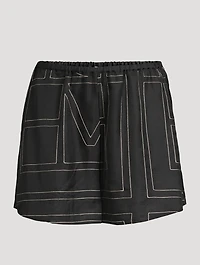 Silk Pajama Shorts Monogram Print