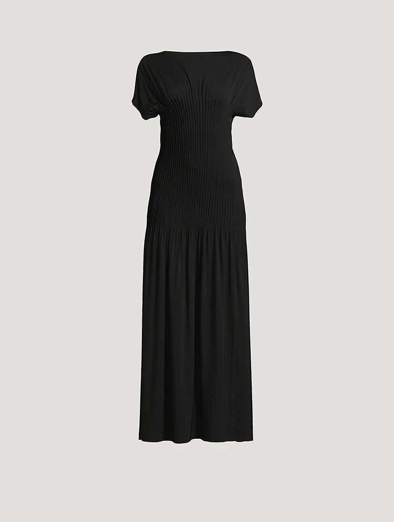 Pleated Jersey Maxi Dress