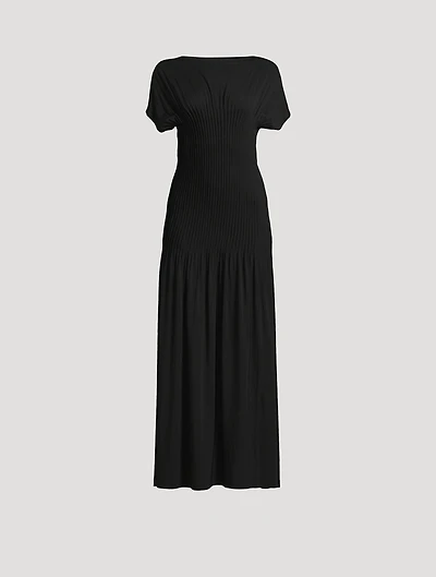 Pleated Jersey Maxi Dress