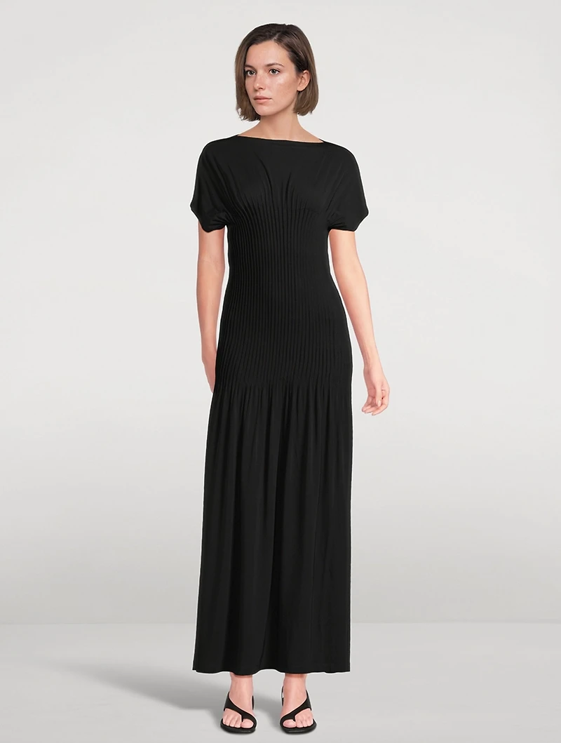 Pleated Jersey Maxi Dress