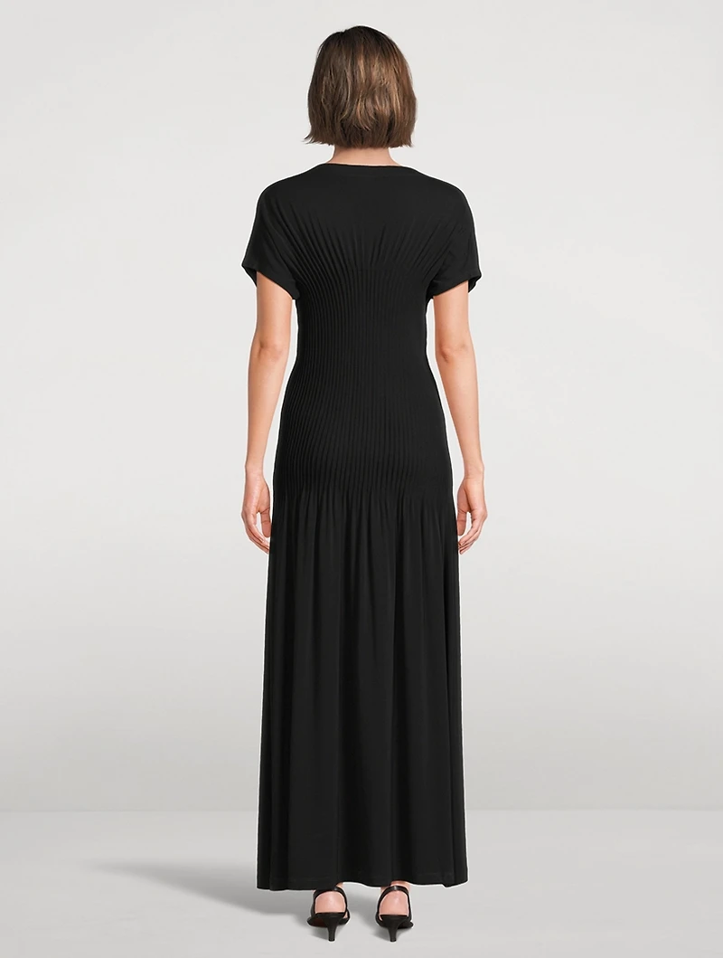 Pleated Jersey Maxi Dress