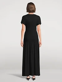 Pleated Jersey Maxi Dress