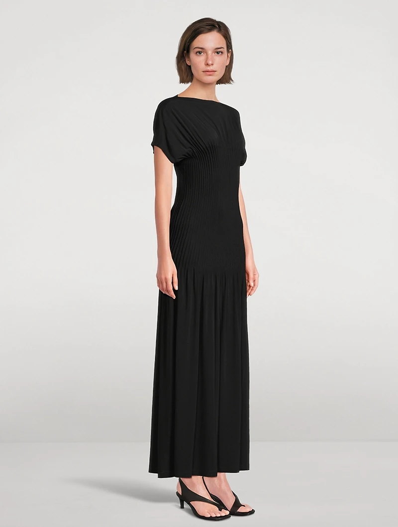 Pleated Jersey Maxi Dress