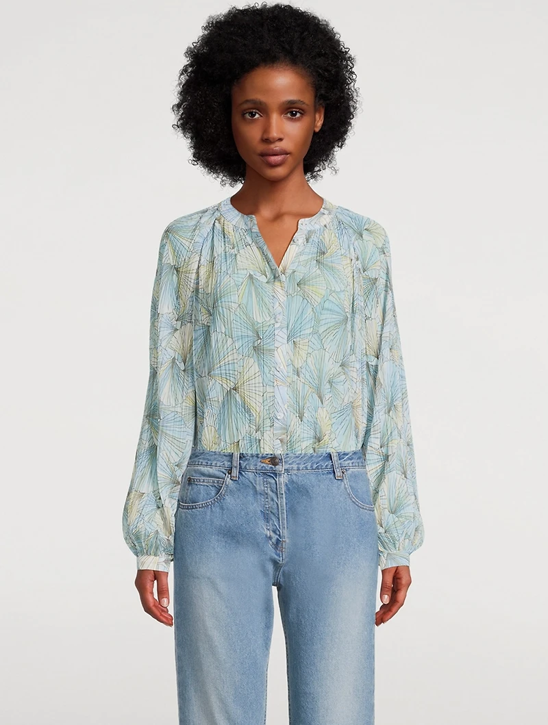 Fennel Pleated Blouse Shell Print
