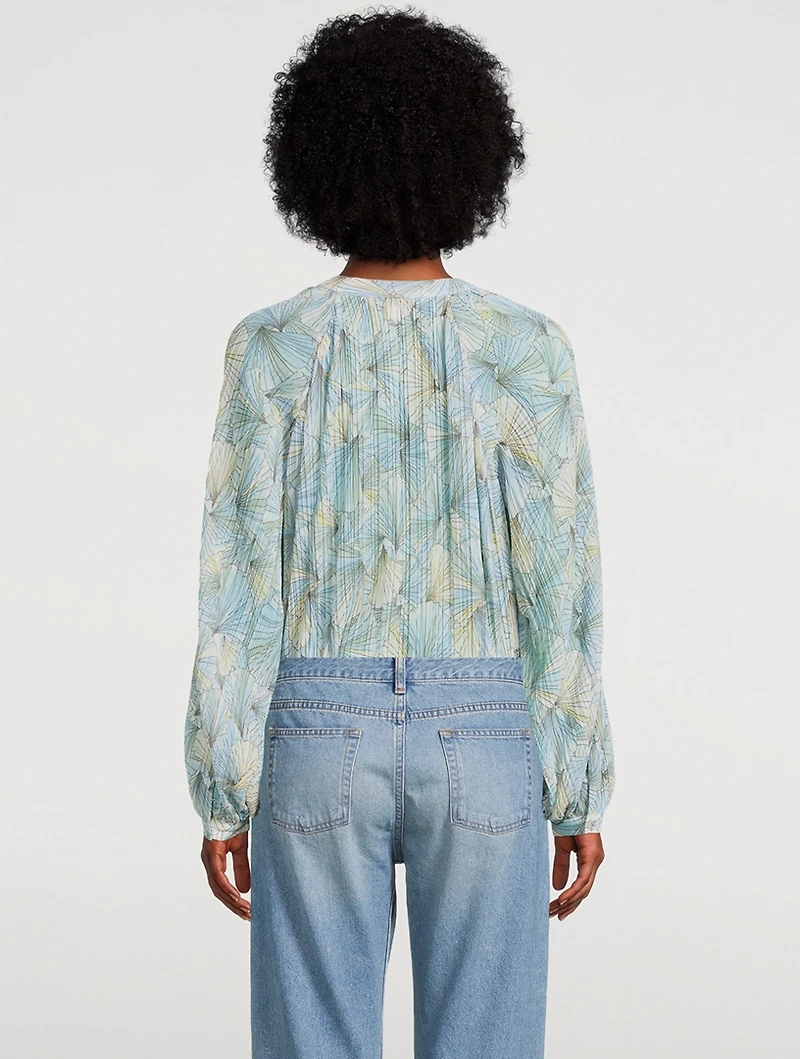 Fennel Pleated Blouse Shell Print