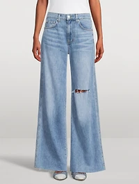 Kacey Mid-Rise Wide-Leg Raw Jeans