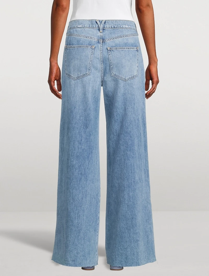 Kacey Mid-Rise Wide-Leg Raw Jeans