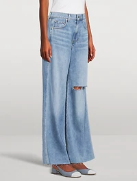 Kacey Mid-Rise Wide-Leg Raw Jeans