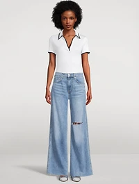 Kacey Mid-Rise Wide-Leg Raw Jeans